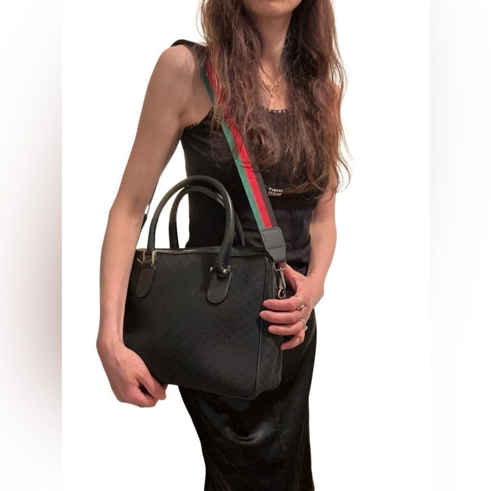 Gucci vintage black GG canvas tote